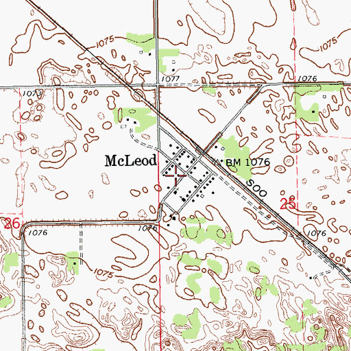 Topographic Map of McLeod, ND