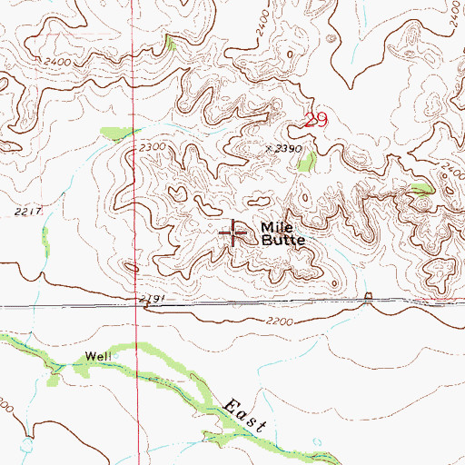 Topographic Map of Mile Butte, ND