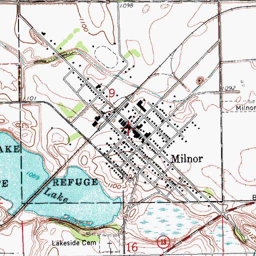 Topographic Map of Milnor, ND