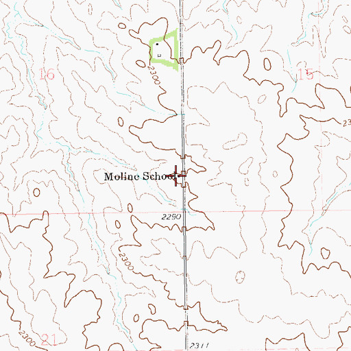 Topographic Map of Moline School, ND