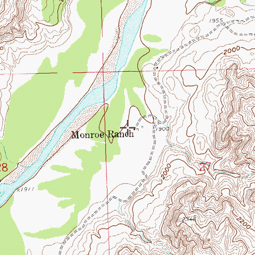 Topographic Map of Monroe Ranch, ND
