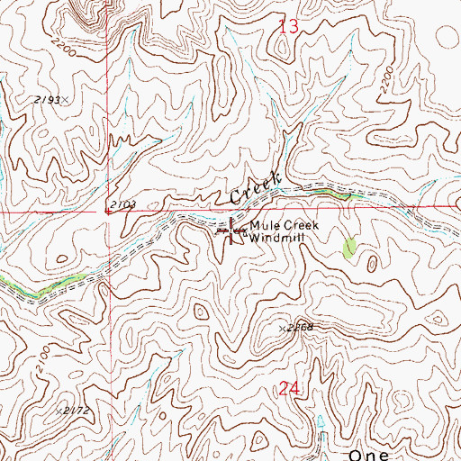 Topographic Map of Mule Creek Windmill, ND
