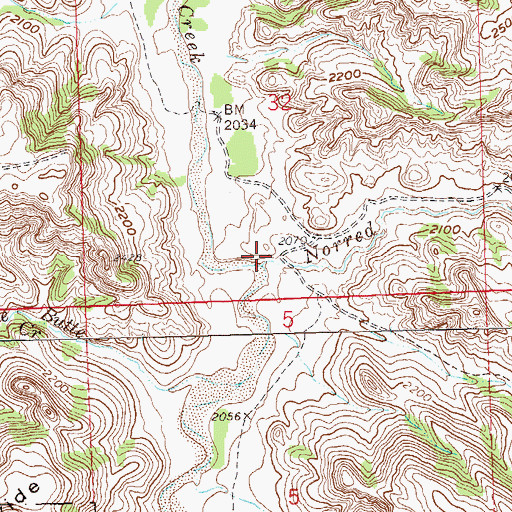 Topographic Map of Norred Creek, ND