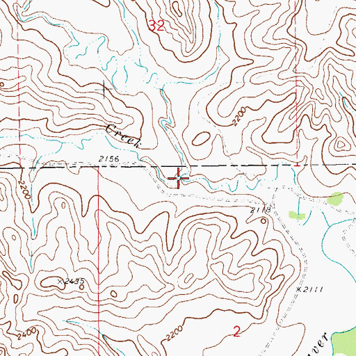 Topographic Map of North Fork Prairie Dog Creek, ND