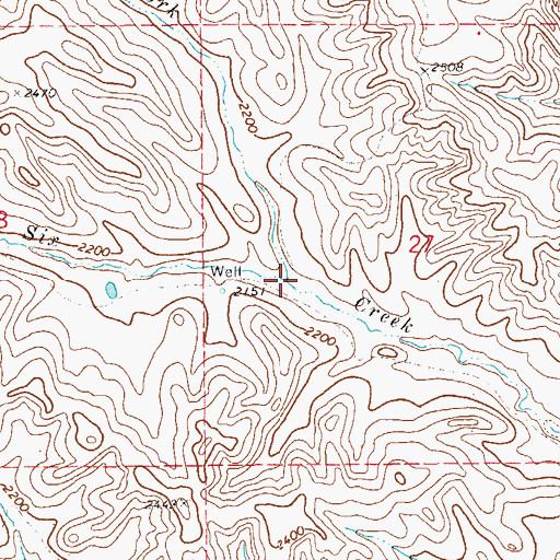 Topographic Map of North Fork Six Creek, ND