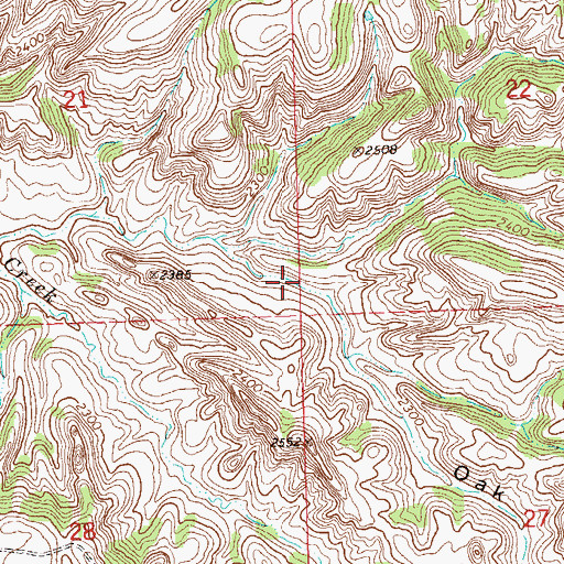 Topographic Map of Oak Gulch, ND