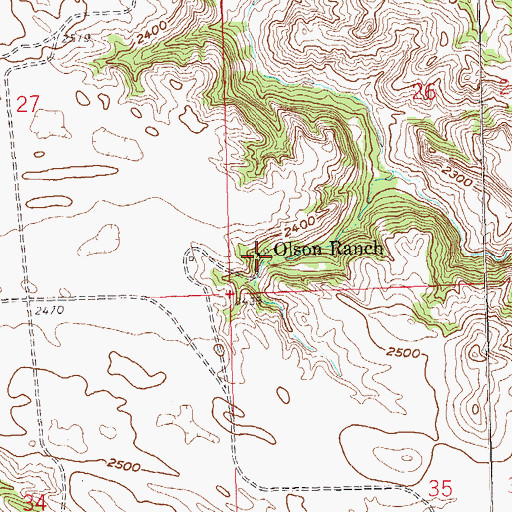 Topographic Map of Olson Ranch, ND
