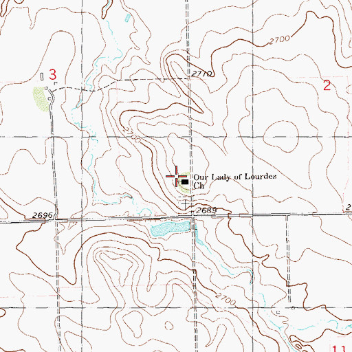 Topographic Map of Our Lady of Lourdes Church, ND