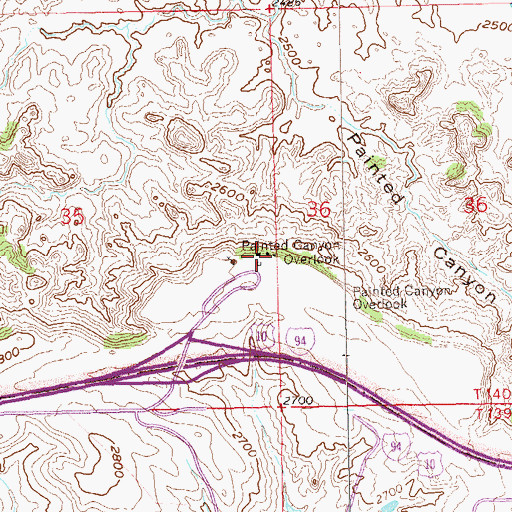 Topographic Map of Painted Canyon Overlook, ND