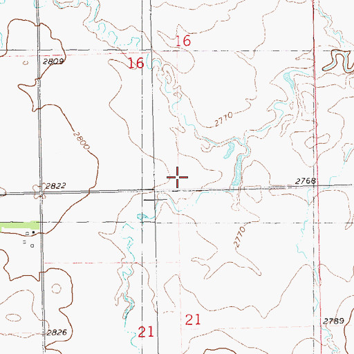 Topographic Map of Peaceful Valley School Number 1, ND