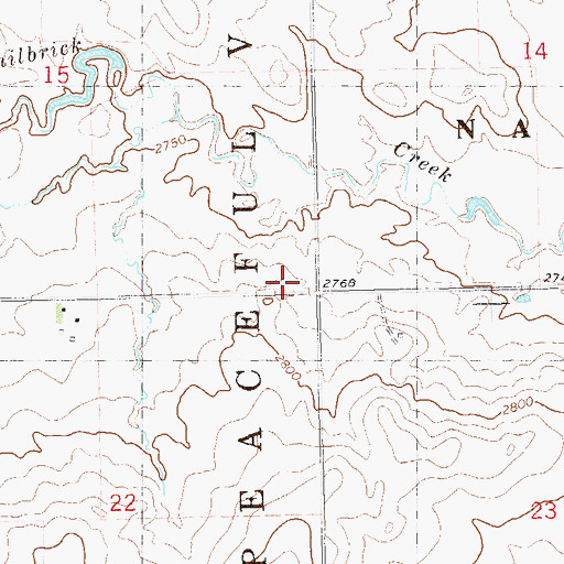 Topographic Map of Peaceful Valley School Number 2, ND