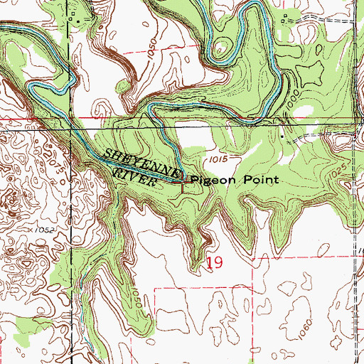 Topographic Map of Pigeon Point, ND
