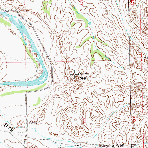 Topographic Map of Pikes Peak, ND