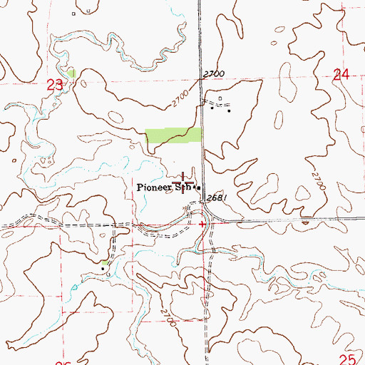 Topographic Map of Pioneer School, ND
