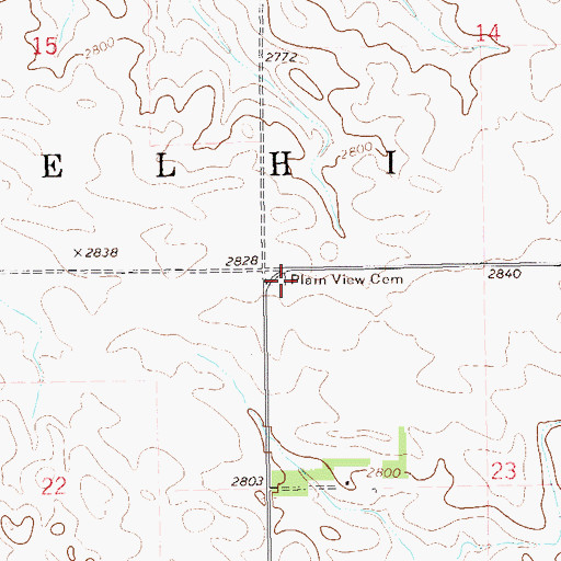 Topographic Map of Plain View Cemetery, ND