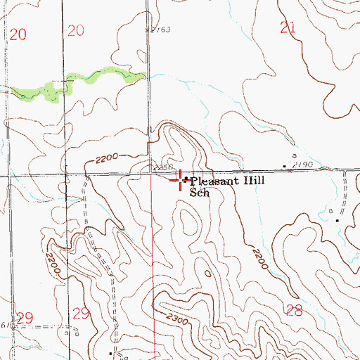 Topographic Map of Pleasant Hill School, ND