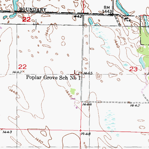 Topographic Map of Poplar Grove School Number 1, ND