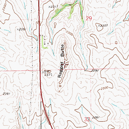 Topographic Map of Ragged Butte, ND