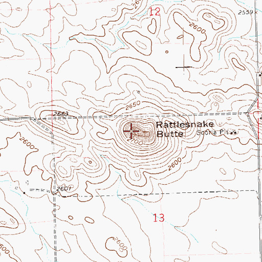 Topographic Map of Rattlesnake Butte, ND