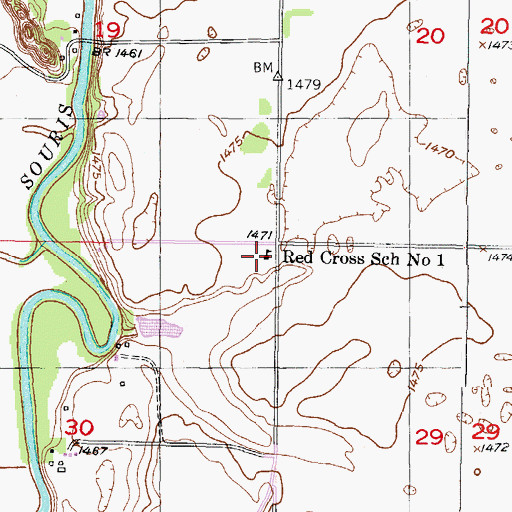 Topographic Map of Red Cross School Number 1, ND