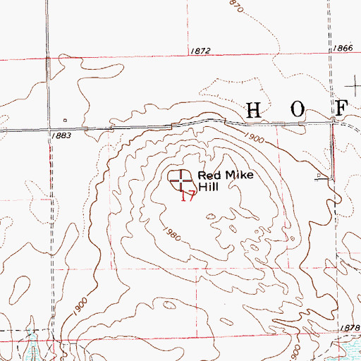 Topographic Map of Red Mike Hill, ND