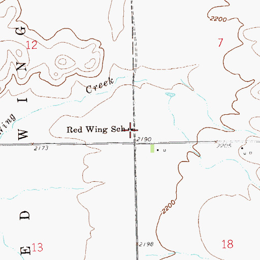 Topographic Map of Red Wing School, ND
