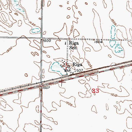 Topographic Map of Riga, ND