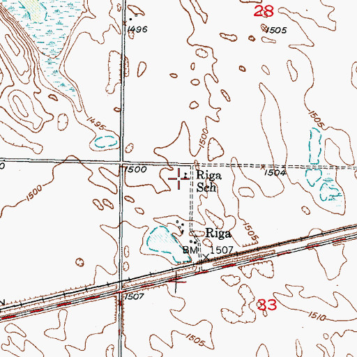 Topographic Map of Riga School, ND