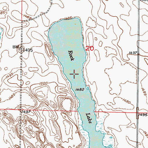 Topographic Map of Rock Lake, ND