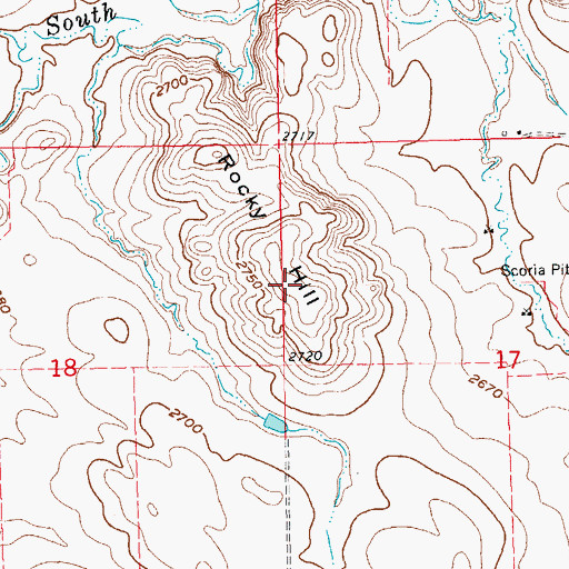 Topographic Map of Rocky Hill, ND