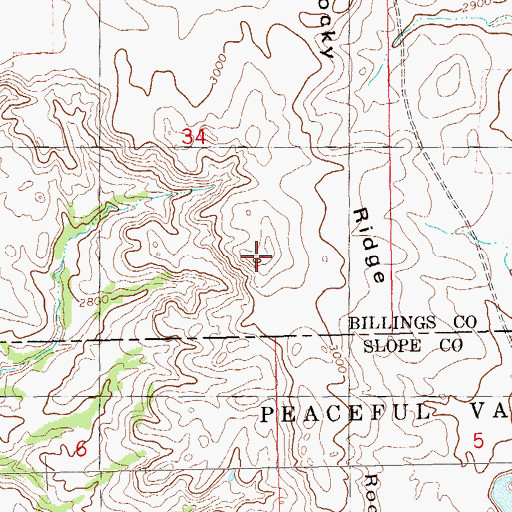Topographic Map of Rocky Ridge, ND