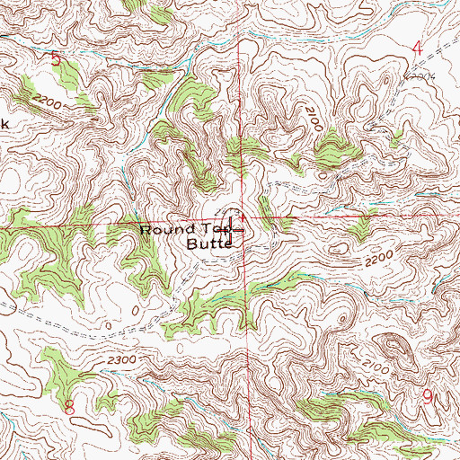 Topographic Map of Round Top Butte, ND