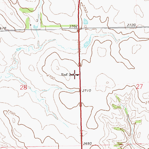 Topographic Map of Ruf School, ND