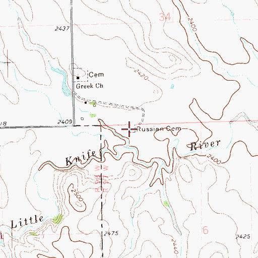 Topographic Map of American Baptist Mission Cemetery, ND