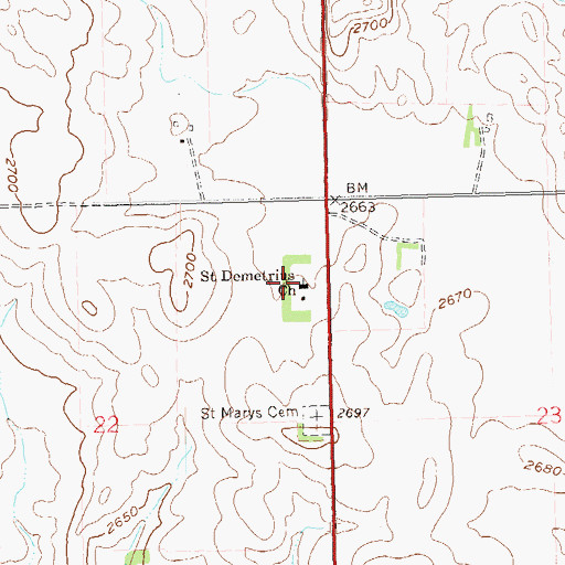 Topographic Map of Saint Demetrius Church, ND