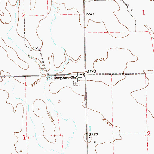 Topographic Map of Saint Josephat Church, ND
