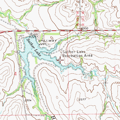 Topographic Map of Sather Lake Recreation Area, ND