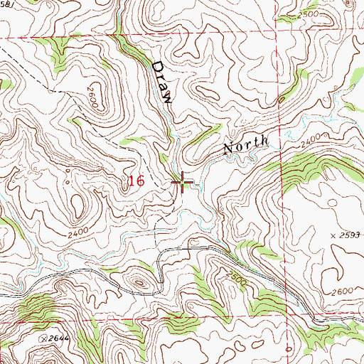 Topographic Map of Scairt Woman Draw, ND