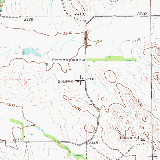 Topographic Map of Shadwell School, ND