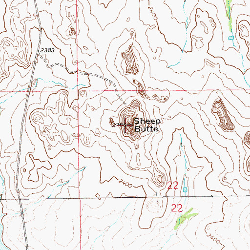Topographic Map of Sheep Butte, ND