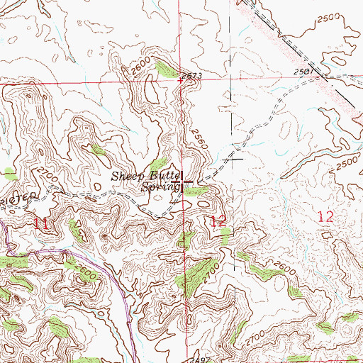 Topographic Map of Sheep Butte Spring, ND