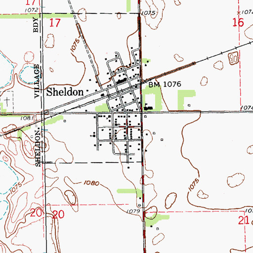 Topographic Map of Sheldon, ND