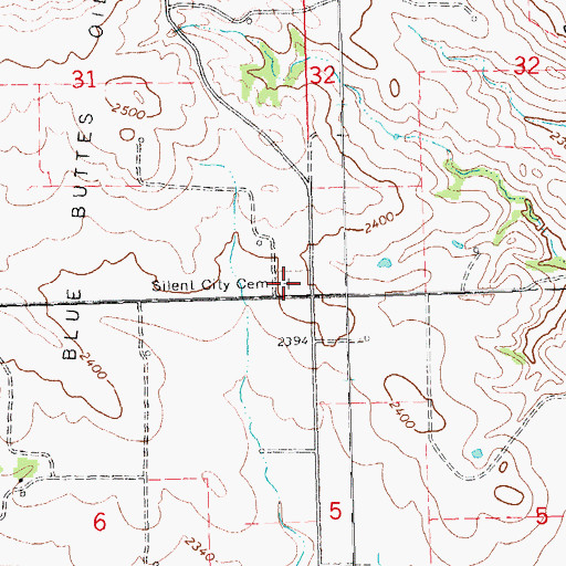 Topographic Map of Silent City Cemetery, ND
