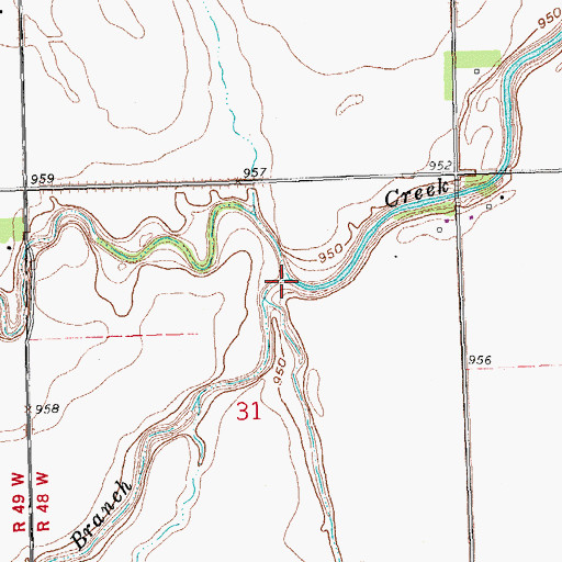 Topographic Map of South Branch Antelope Creek, ND