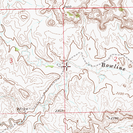 Topographic Map of South Branch Bowline Creek, ND