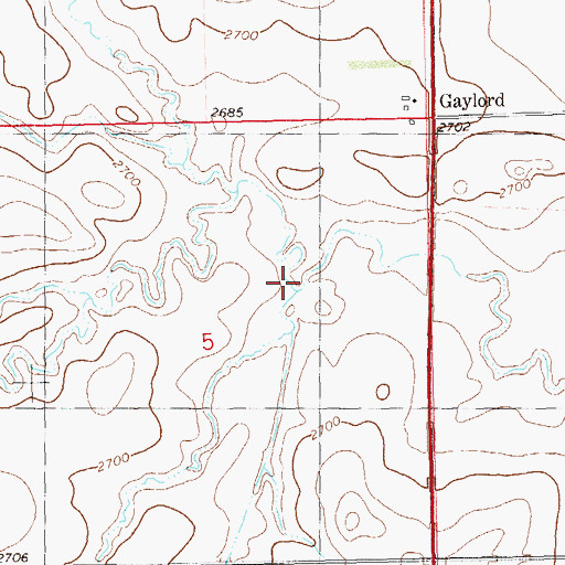 Topographic Map of South Fork Bull Creek, ND
