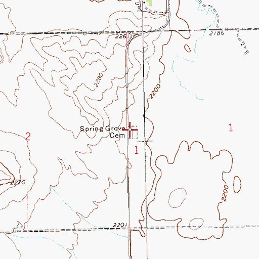 Topographic Map of Spring Grove Cemetery, ND