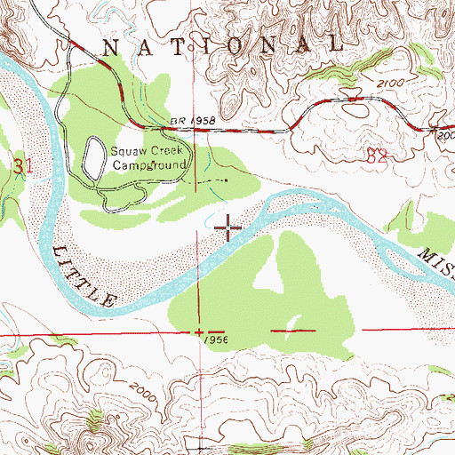 Topographic Map of Squaw Creek, ND