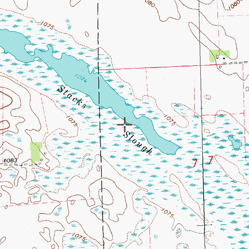 Topographic Map of Stacks Slough, ND