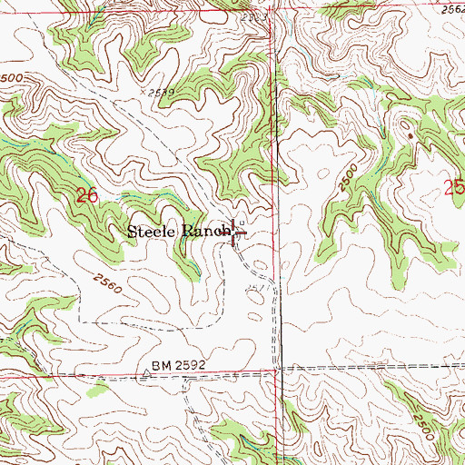Topographic Map of Steele Ranch, ND